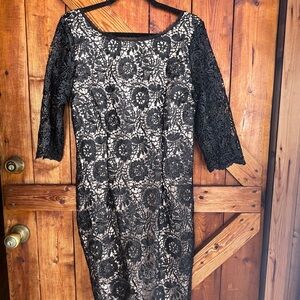 Impressions Black Lace Long Sleeve Dress